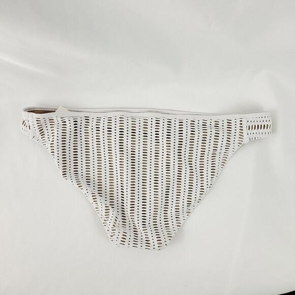 Bar III Bikini Bottom Size Large Ivory Crochet Hipster Side Tab Womens Swim - Picture 3 of 6
